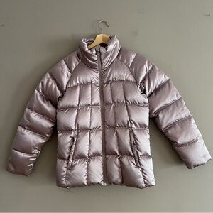 The North Face Youth Goose Down Jacket 550 Quilted Puffer Coat Purple Sz XL (18)